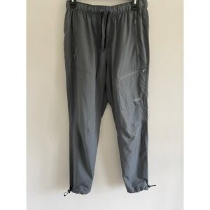 Baleaf Mens Gray Hiking Pants Size M Quick Dry Zipper Pockets Bungee Hem